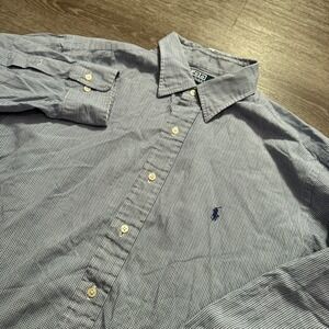 Polo Ralph Lauren Shirt Mens 17 32 33 Blue Lowell Button Up Long‎ Sleeve Vintage